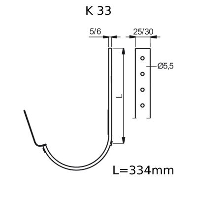 ODKVAPY LINDAB žľabový hák K33 s jazýčkom 150mm tm.šedý