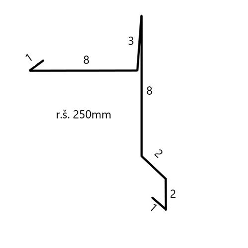 Záveterná lišta šírka 250mm dĺžka 2m pozink