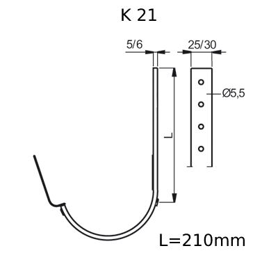 ODKVAPY LINDAB žľabový hák K21 s jazýčkom 125mm hnedý